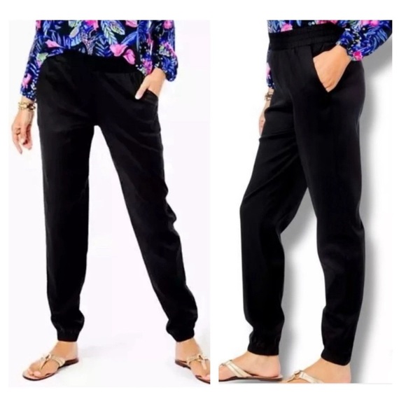 Lilly Pulitzer Pants - Lilly Pulitzer RICI Stretch Jogger Pants Womens XL Noir Black Cruise NWT